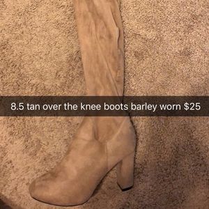 Tan over the knee tie boots
